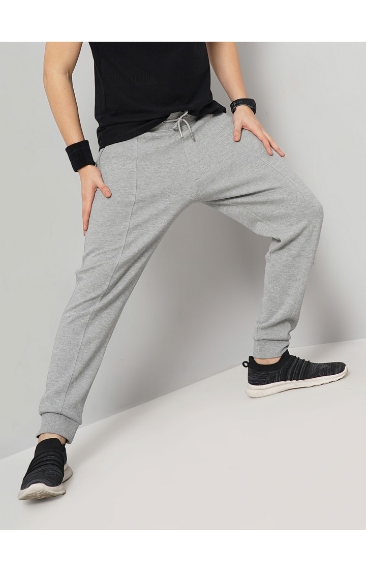 Celio Men Grey Solid Regular Fit Cotton Joggers Trousers