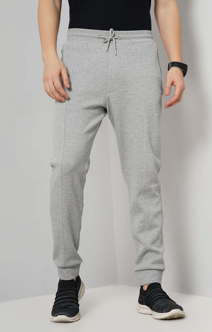 celio | Celio Men Grey Solid Regular Fit Cotton Joggers Trousers
