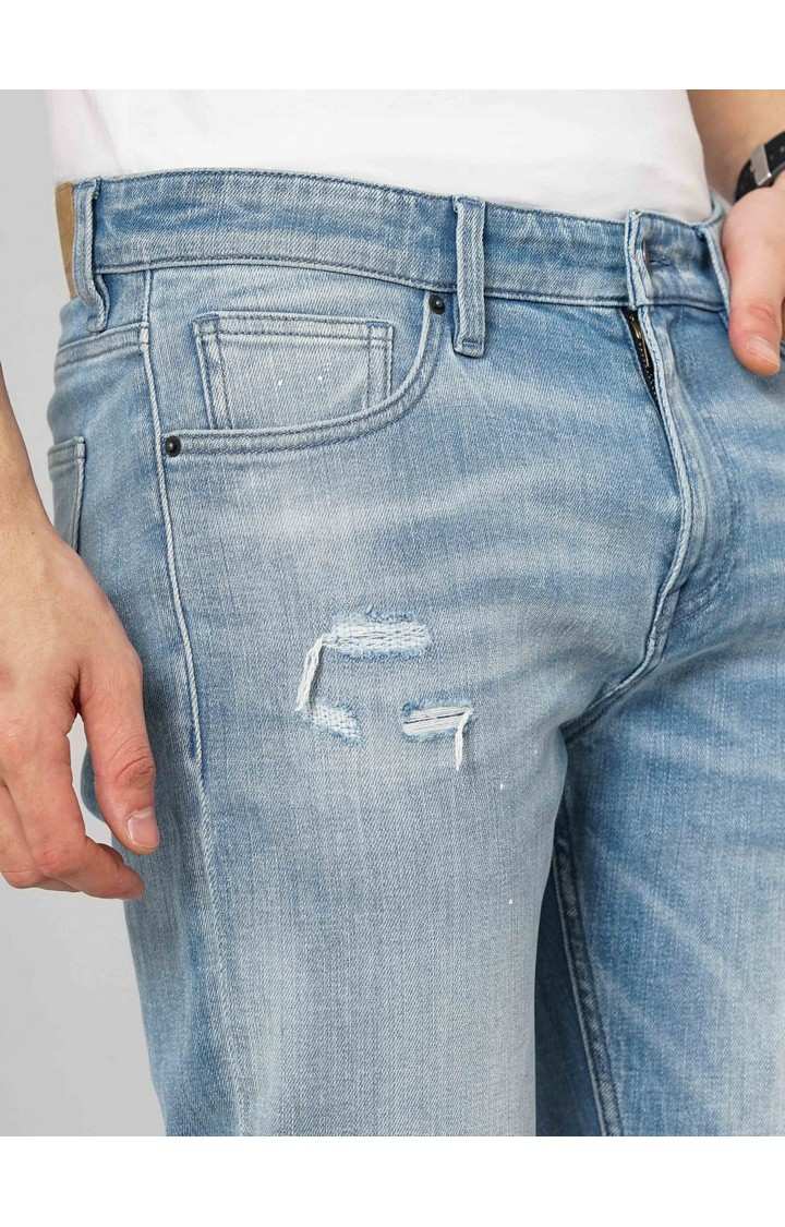 Celio Men Blue Slim Fit Cotton Distress Denim Jeans