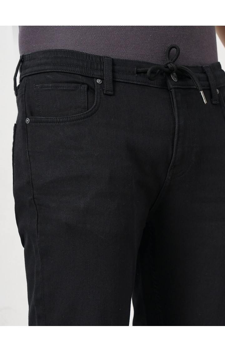 Celio Men Black Solid Slim Fit Cotton Knitted Denim Jeans