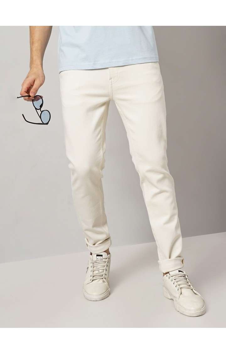 Celio Men Beige Slim Fit Cotton Denim Jogger Jeans