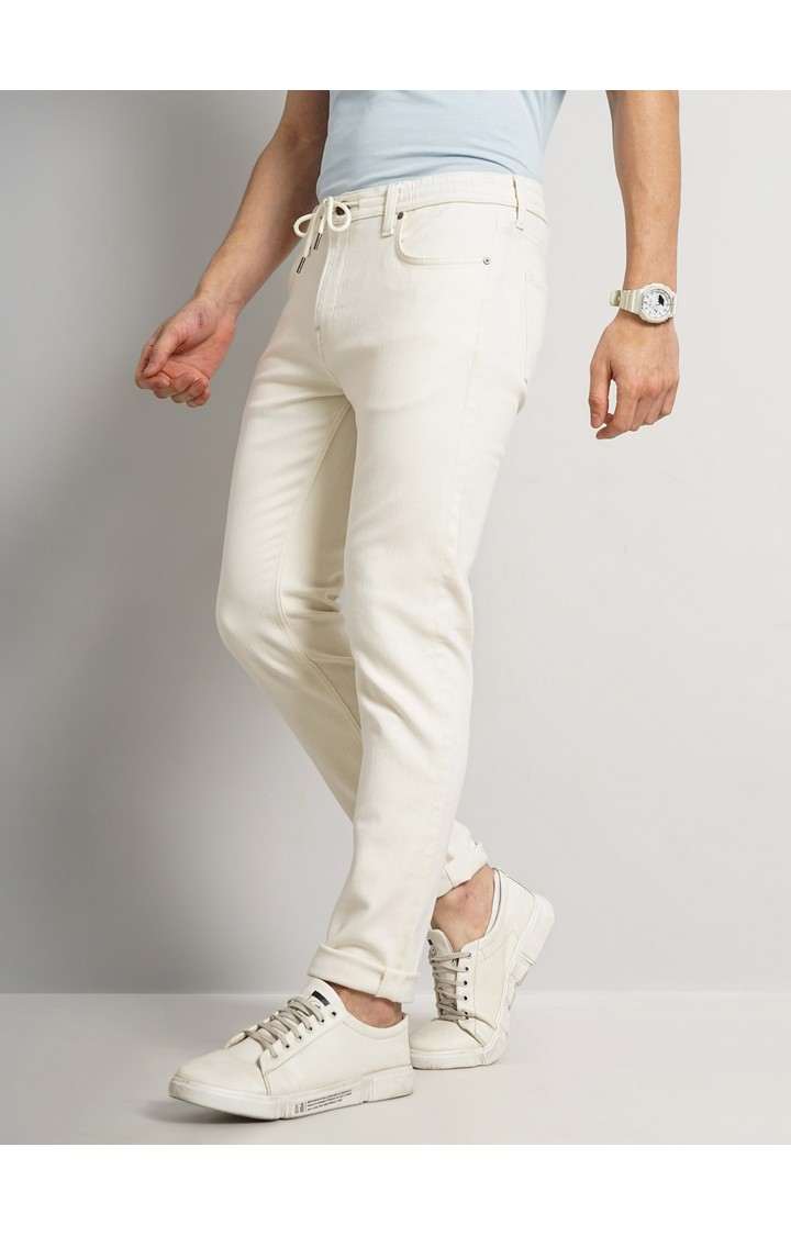 Celio Men Beige Slim Fit Cotton Denim Jogger Jeans
