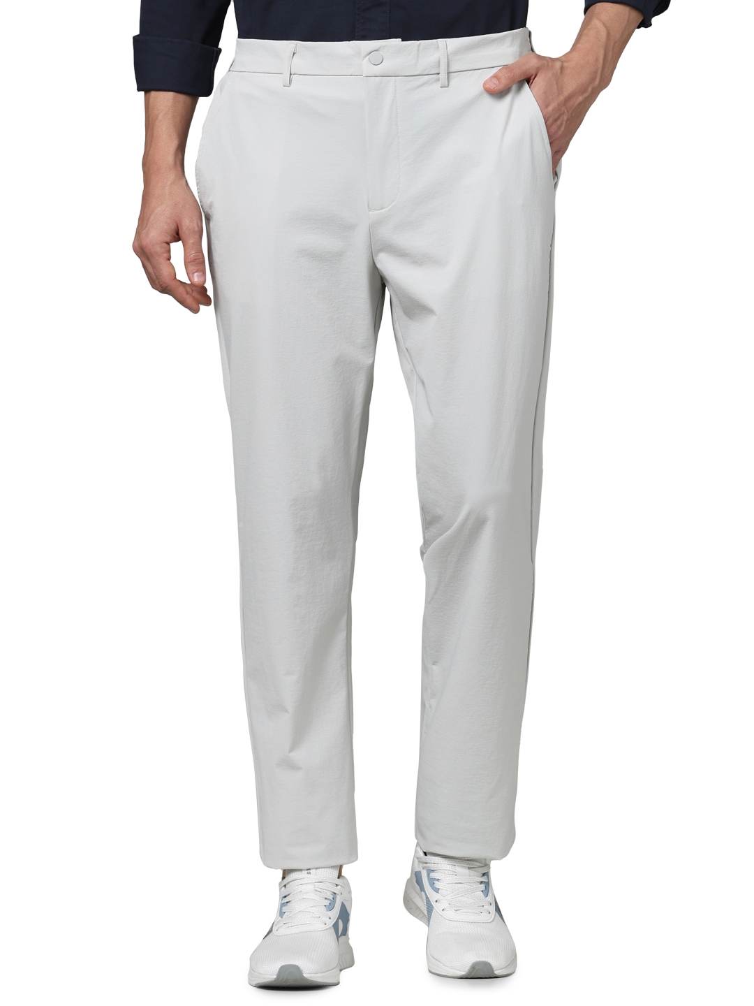 celio | Celio Men Grey Solid Slim Fit Nylon Casual Trousers