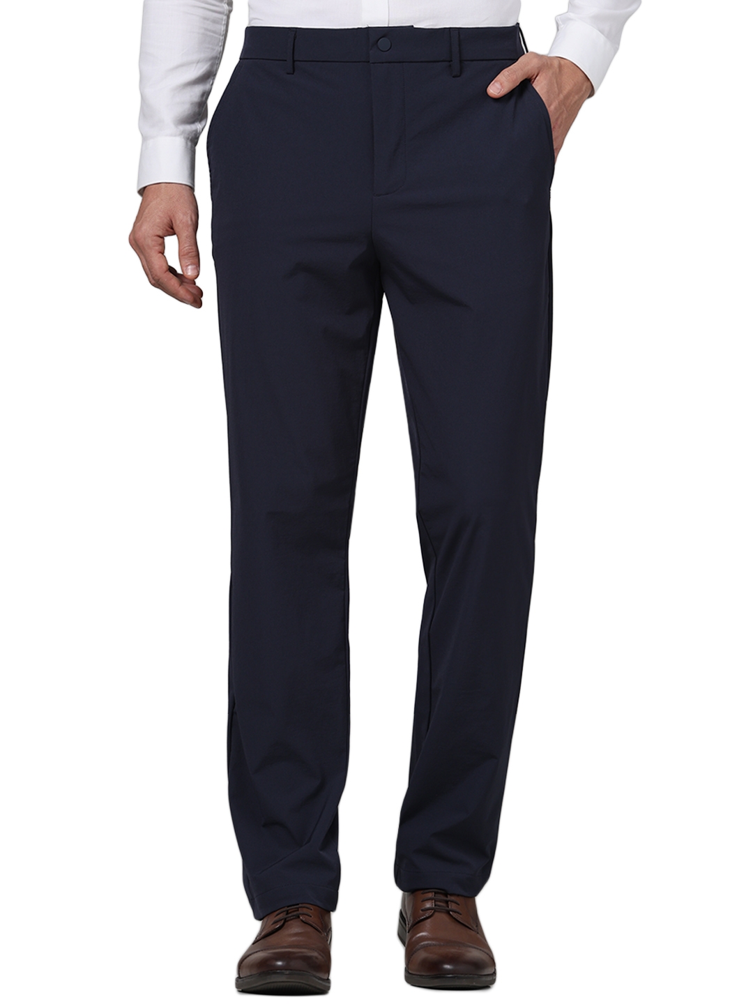 celio | Celio Men Navy Blue Solid Slim Fit Nylon Fashion Trousers