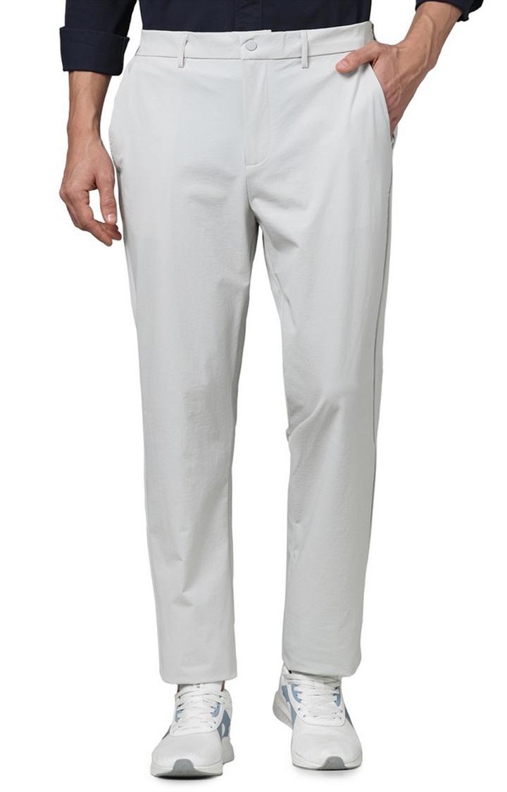 Celio Men Grey Solid Slim Fit Nylon Casual Trousers