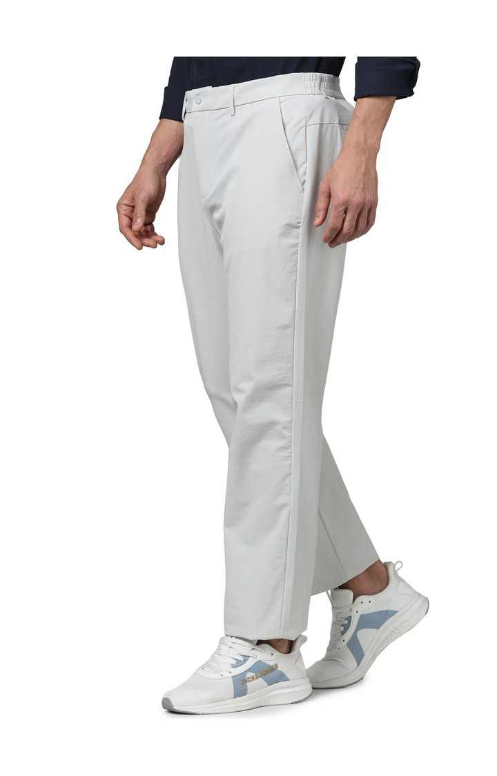 Celio Men Grey Solid Slim Fit Nylon Casual Trousers