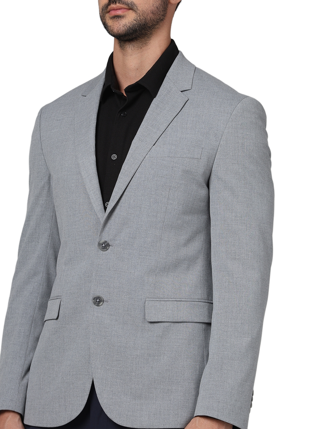 Celio Men Grey Solid Slim Fit Polyester Suit Jacket