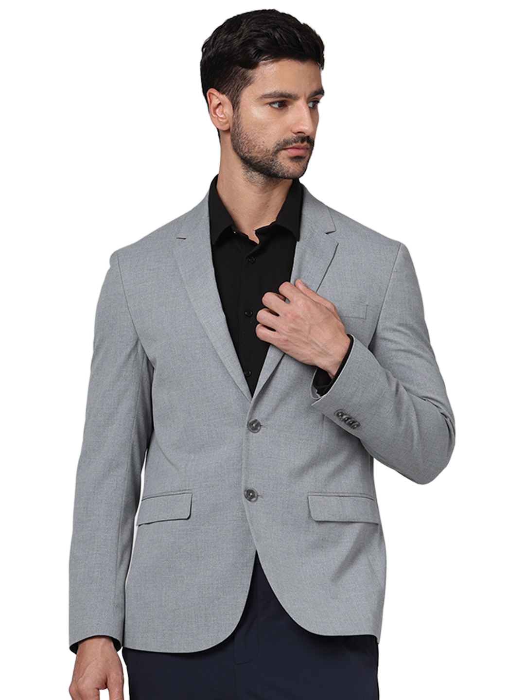 celio | Celio Men Grey Solid Slim Fit Polyester Suit Jacket
