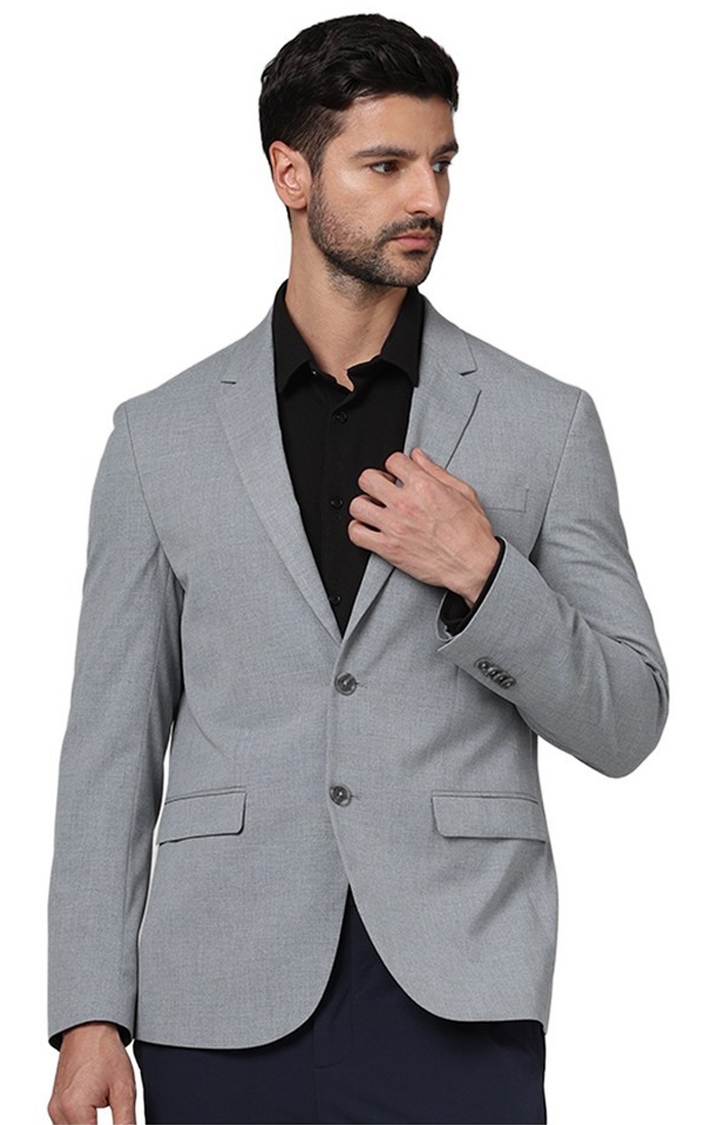 celio | Celio Men Grey Solid Slim Fit Polyester Suit Jacket