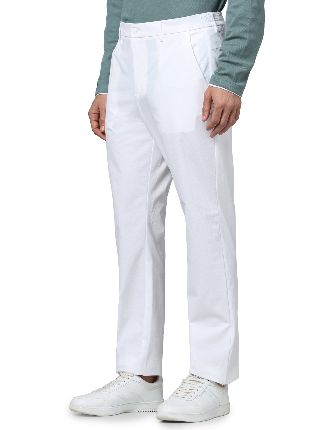 Celio Men White Solid Slim Fit Nylon Casual Trousers