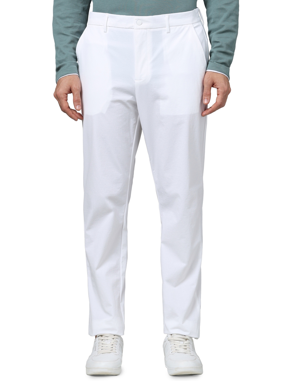 celio | Celio Men White Solid Slim Fit Nylon Casual Trousers