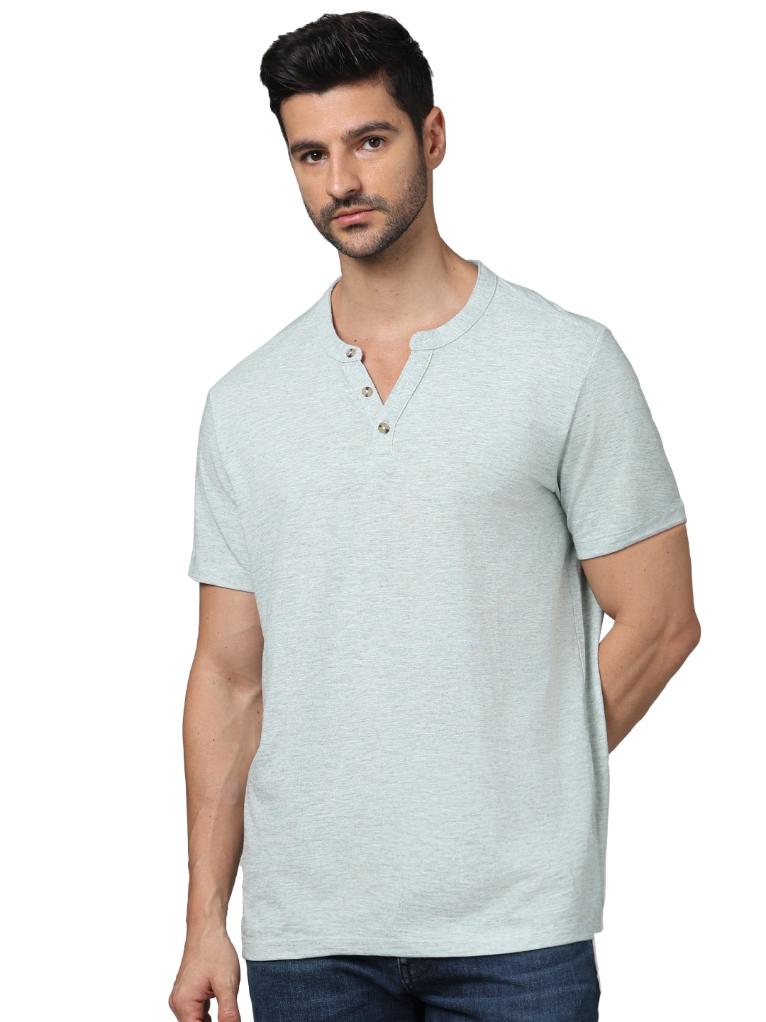 celio | Celio Men Green Solid Regular Fit Cotton Casual Tshirts