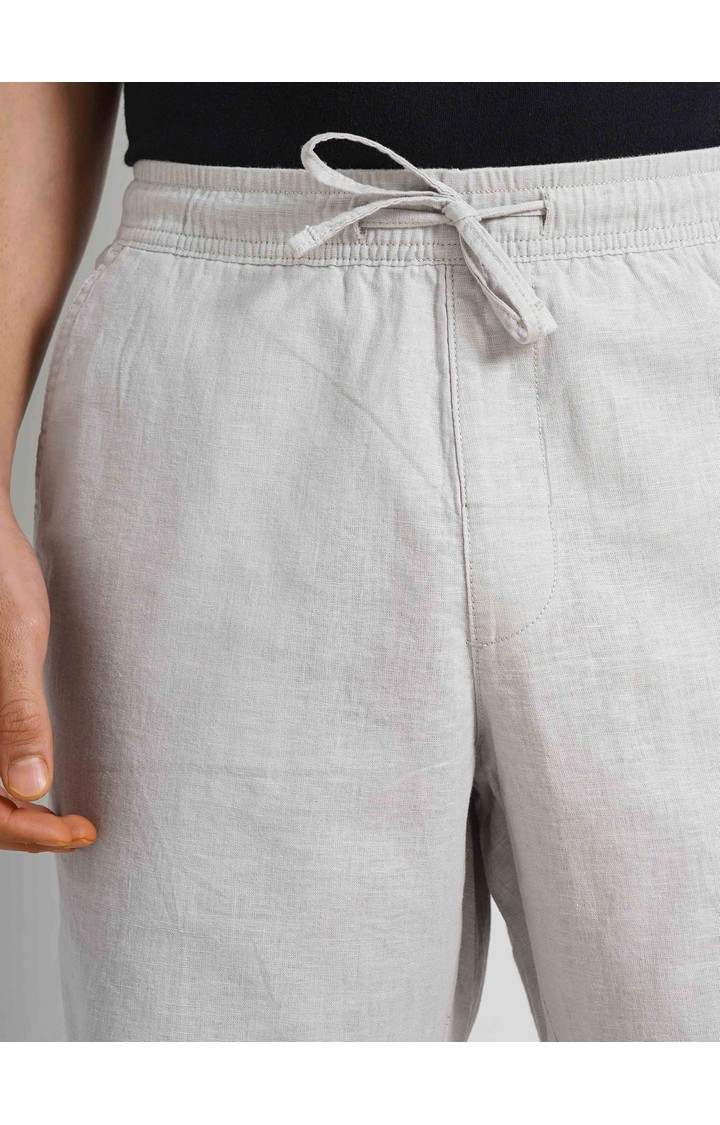 Celio Men Grey Solid Regular Fit Linen Casual Shorts