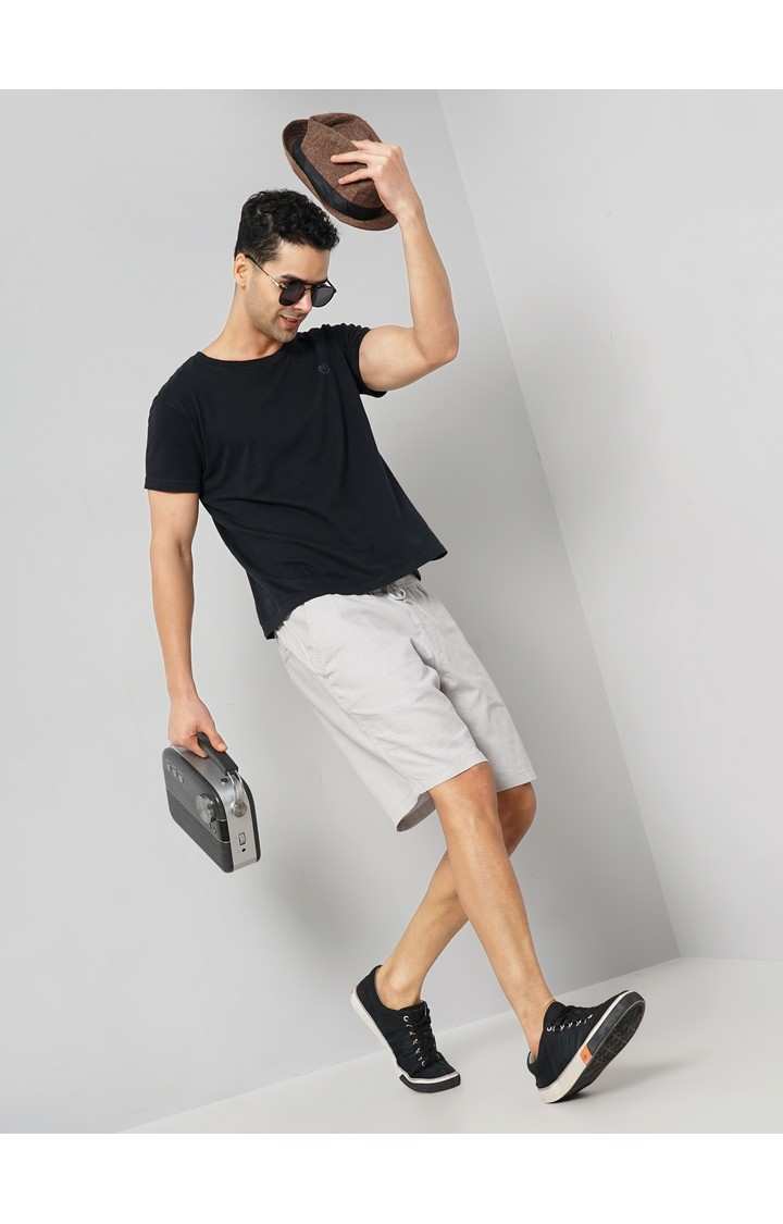 Celio Men Grey Solid Regular Fit Linen Casual Shorts