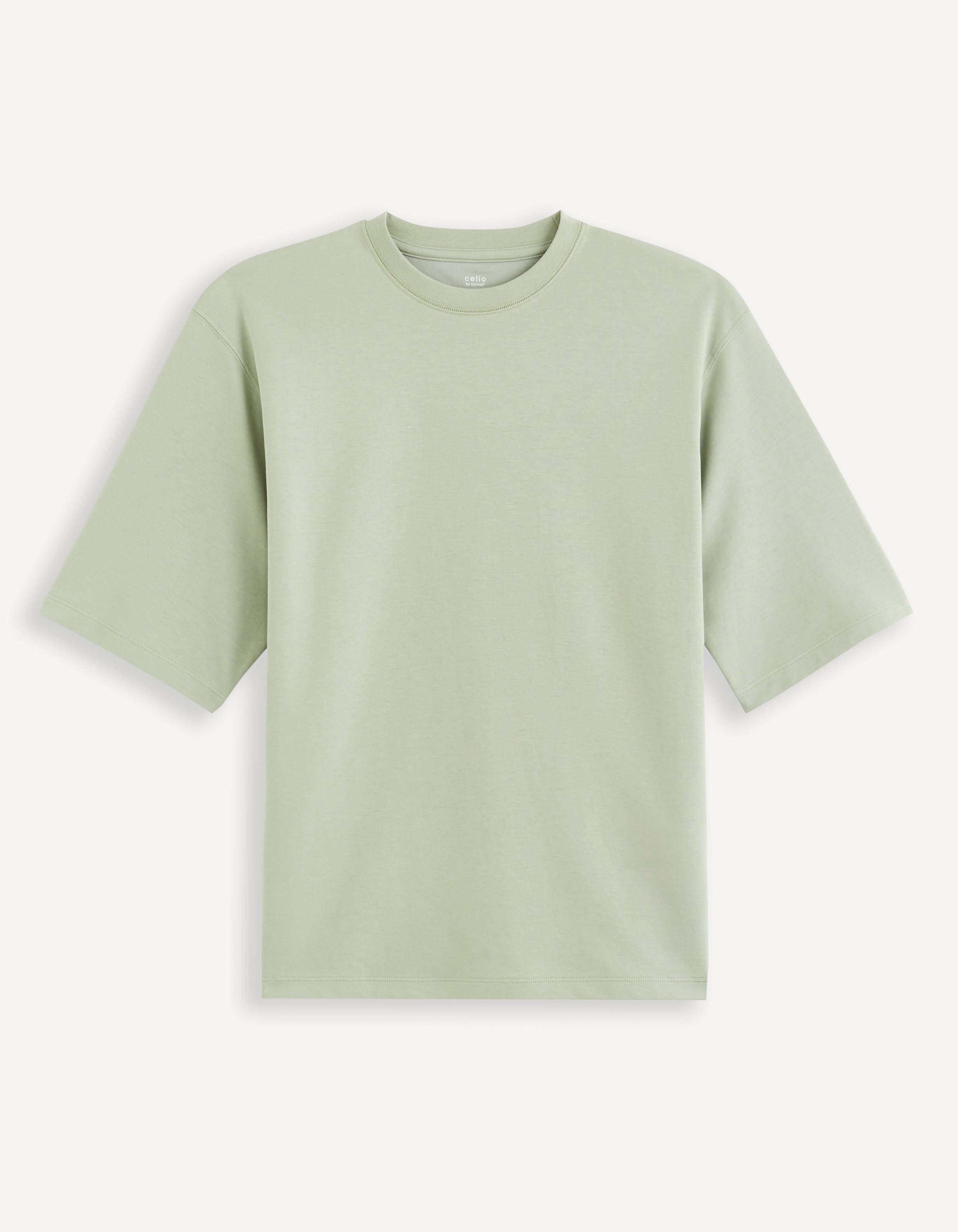 celio | Celio Men Green Solid Boxy Cotton Oversized Tshirt