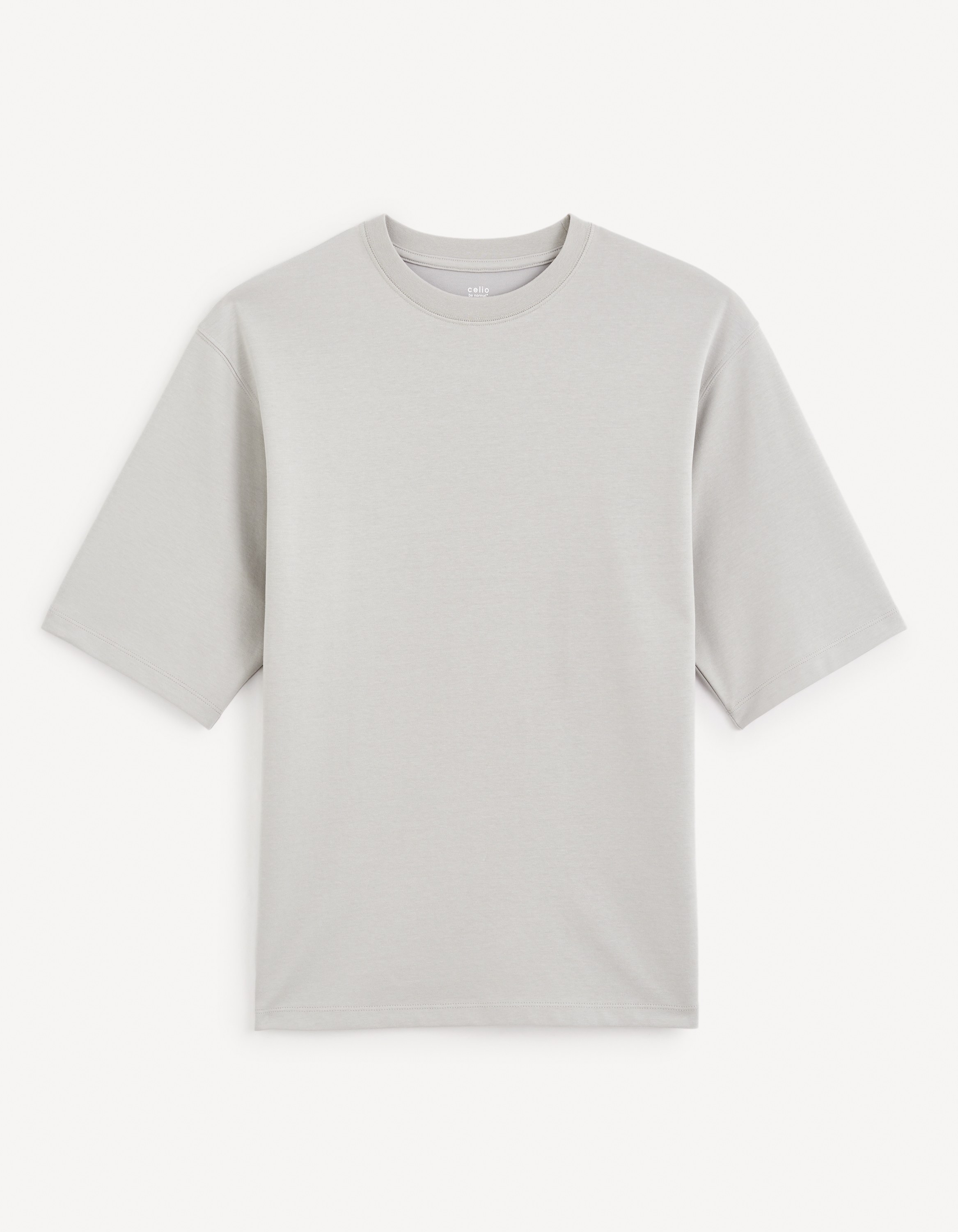 celio | Celio Men Grey Solid Boxy Cotton Oversized Tshirt