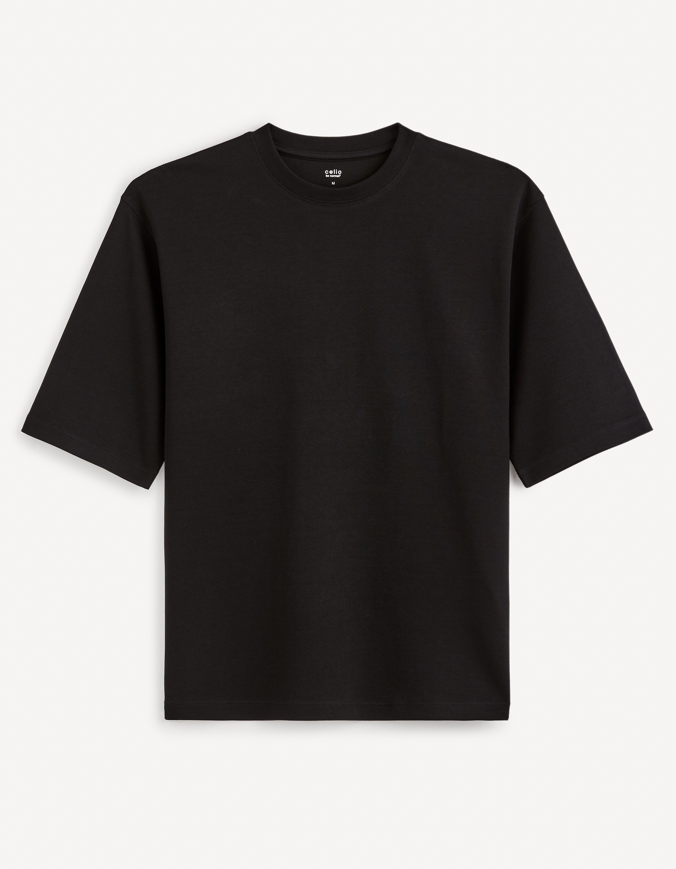 Celio Men Black Solid Oversized Cotton Tshirt