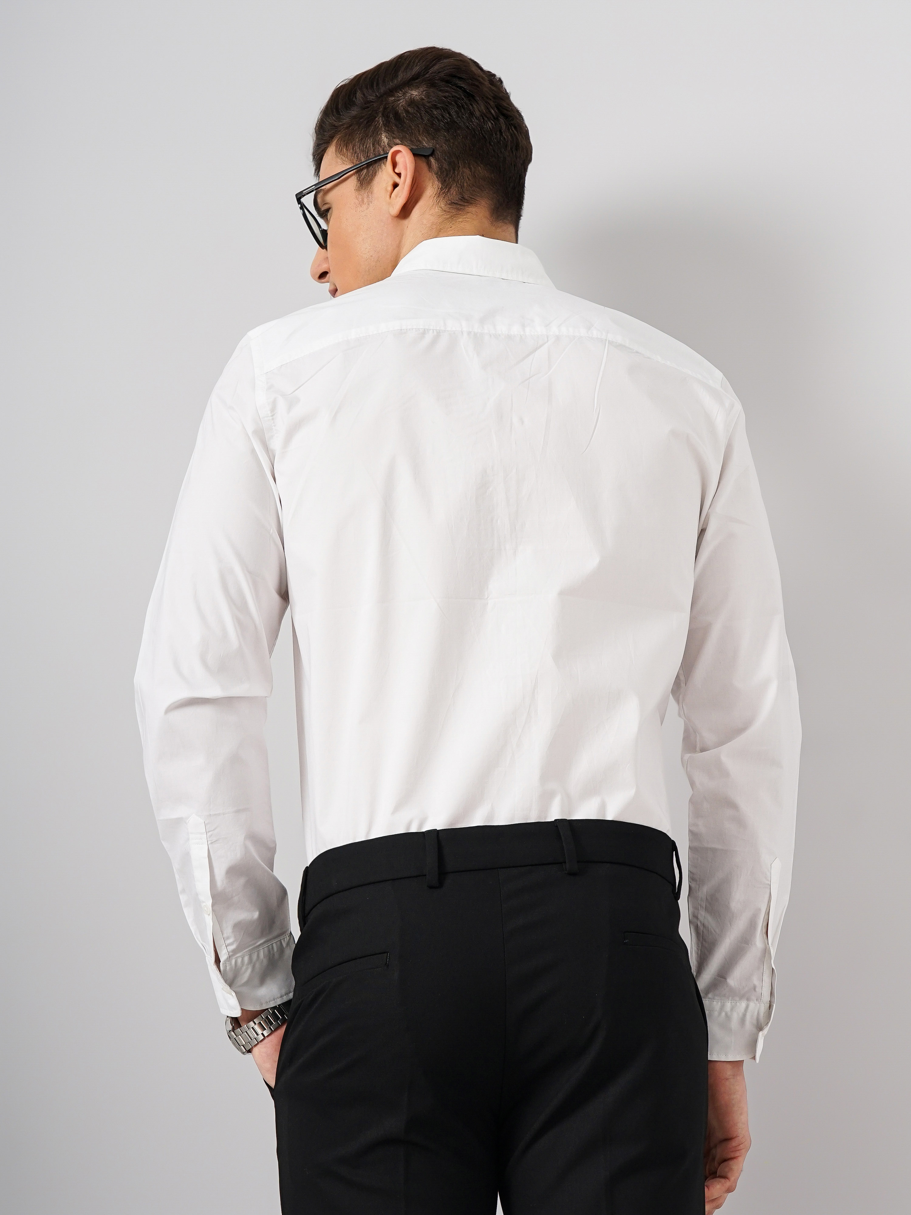 Celio Men White Solid Regular Fit Cotton Shirt