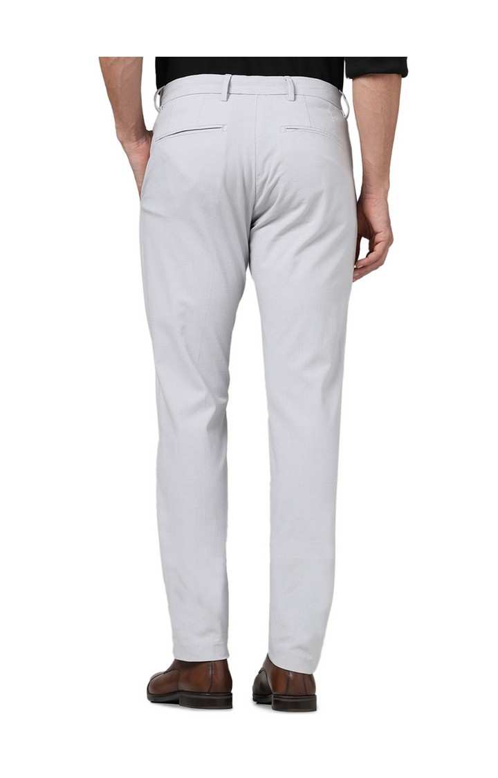 Celio Men Grey Solid Slim Fit Cotton Formal Trousers