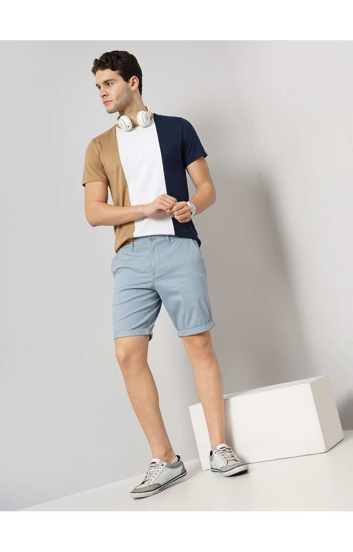 Celio Men Blue Solid Loose Fit Cotton Chinos Casual Short