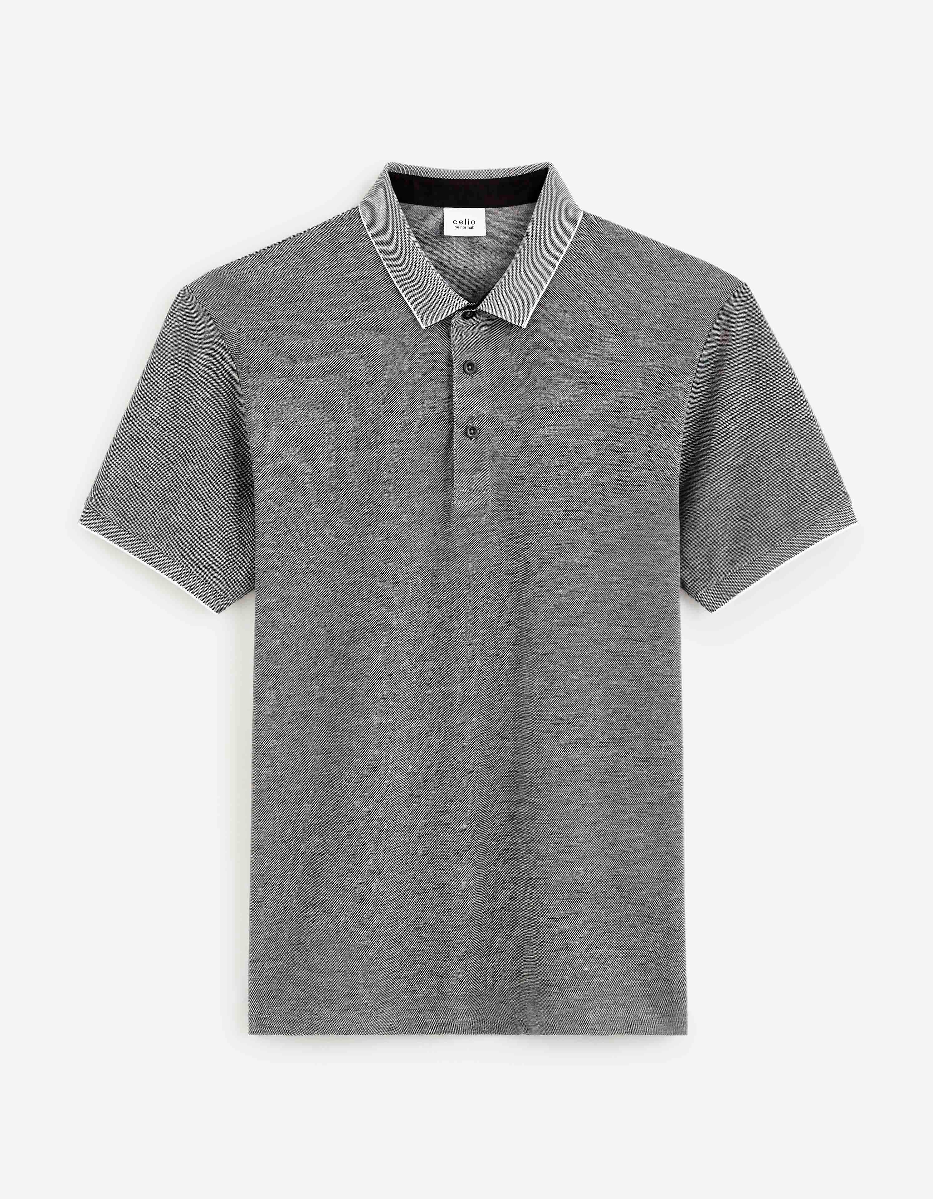 Celio Men Black Solid Regular Fit BLENDED Short Sleeves Polo Tshirt