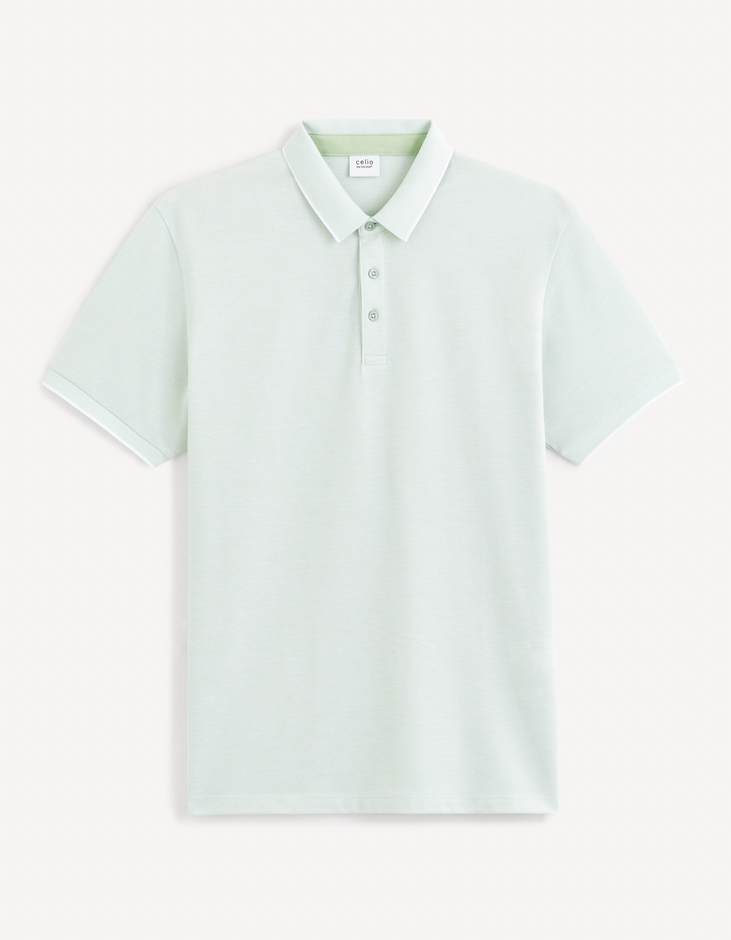Celio Men Green Solid Regular Fit BLENDED Short Sleeves Polo Tshirt