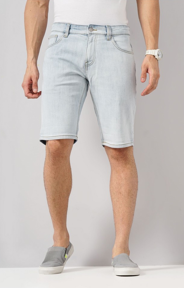 celio | Celio Men Blue Solid Regular Fit Cotton Knit Casual Shorts