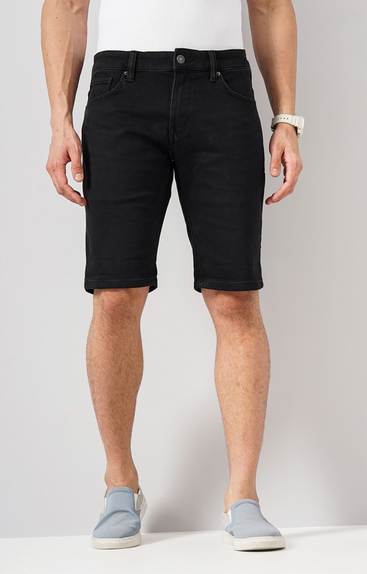 celio | Celio Men Black Solid Regular Fit Cotton Knit Casual Shorts