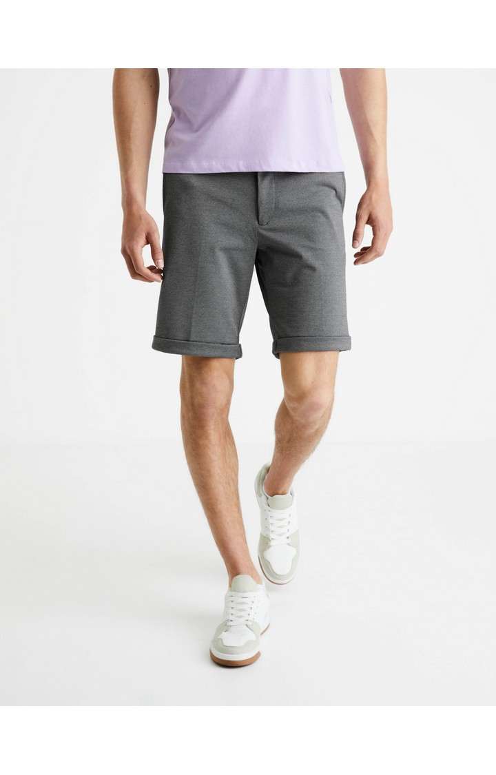 Celio Men Blue Solid Regular Fit Polyester Bermuda Shorts