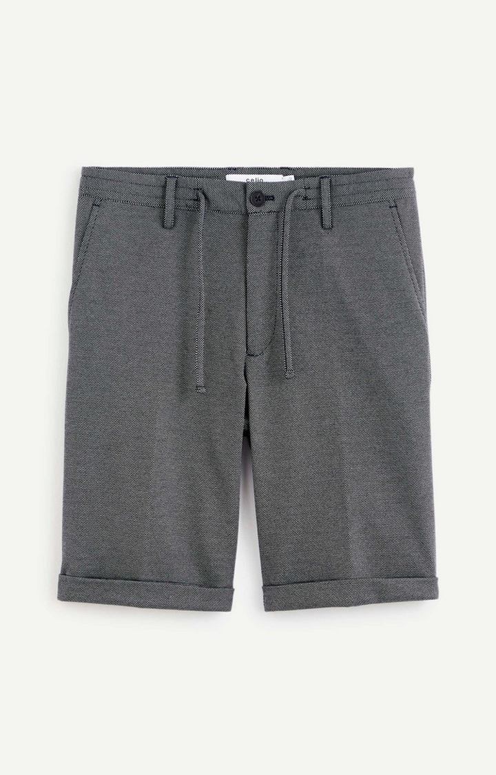 Celio Men Blue Solid Regular Fit Polyester Bermuda Shorts
