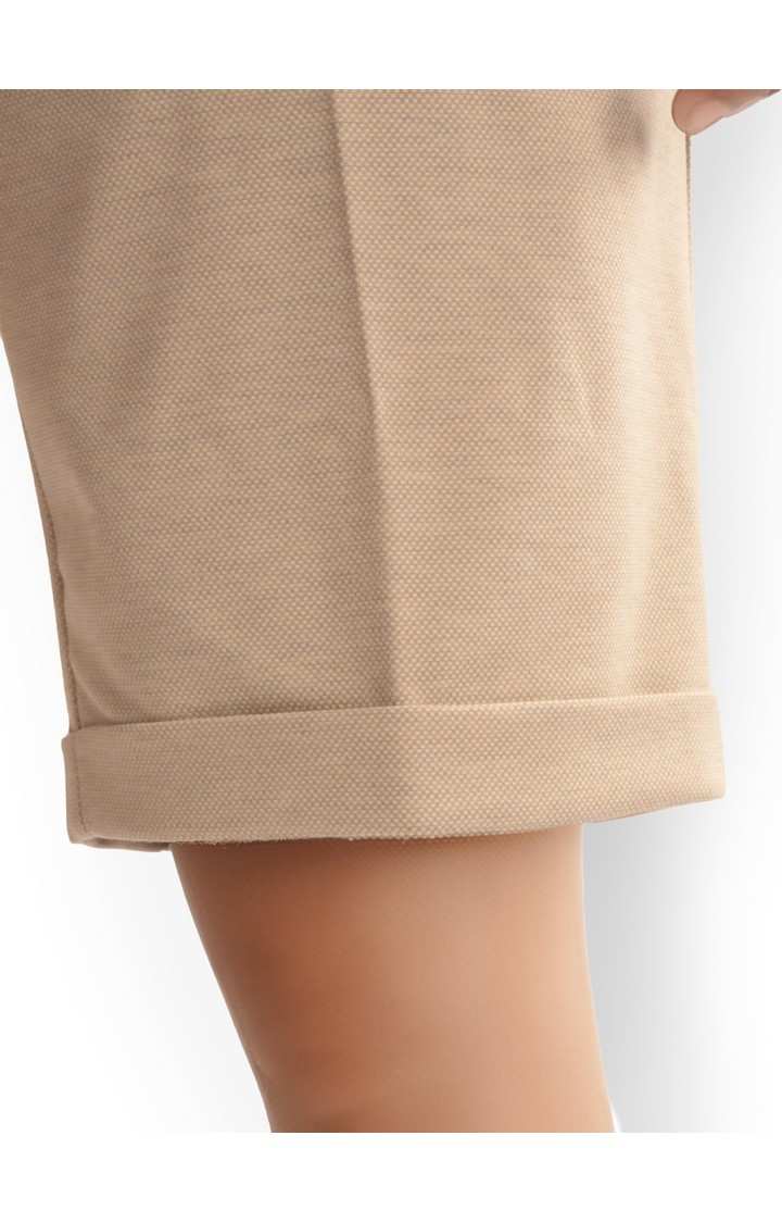 Celio Men Beige Solid Regular Fit Polyester Casual Shorts