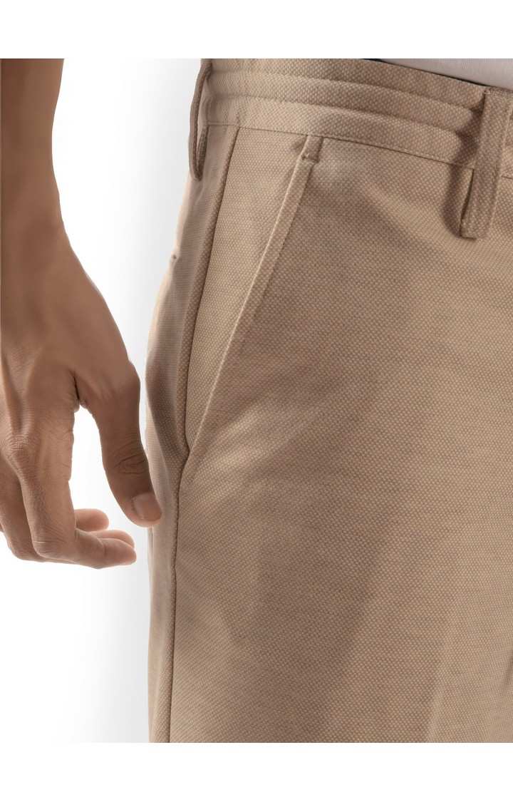 Celio Men Beige Solid Regular Fit Polyester Casual Shorts