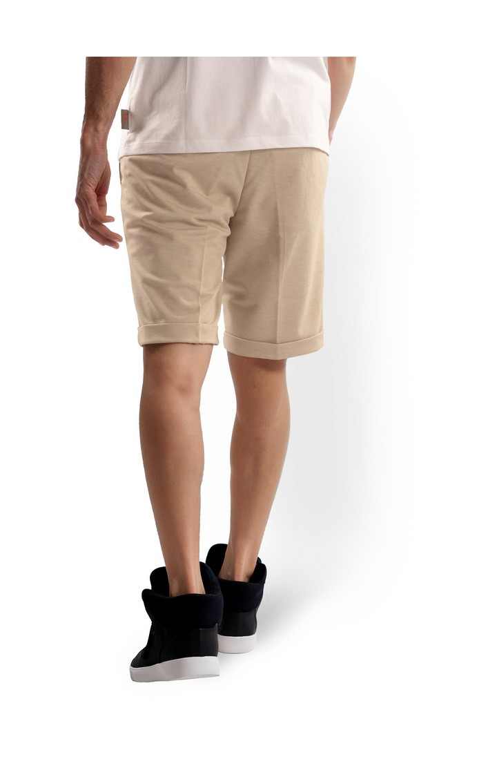 Celio Men Beige Solid Regular Fit Polyester Casual Shorts
