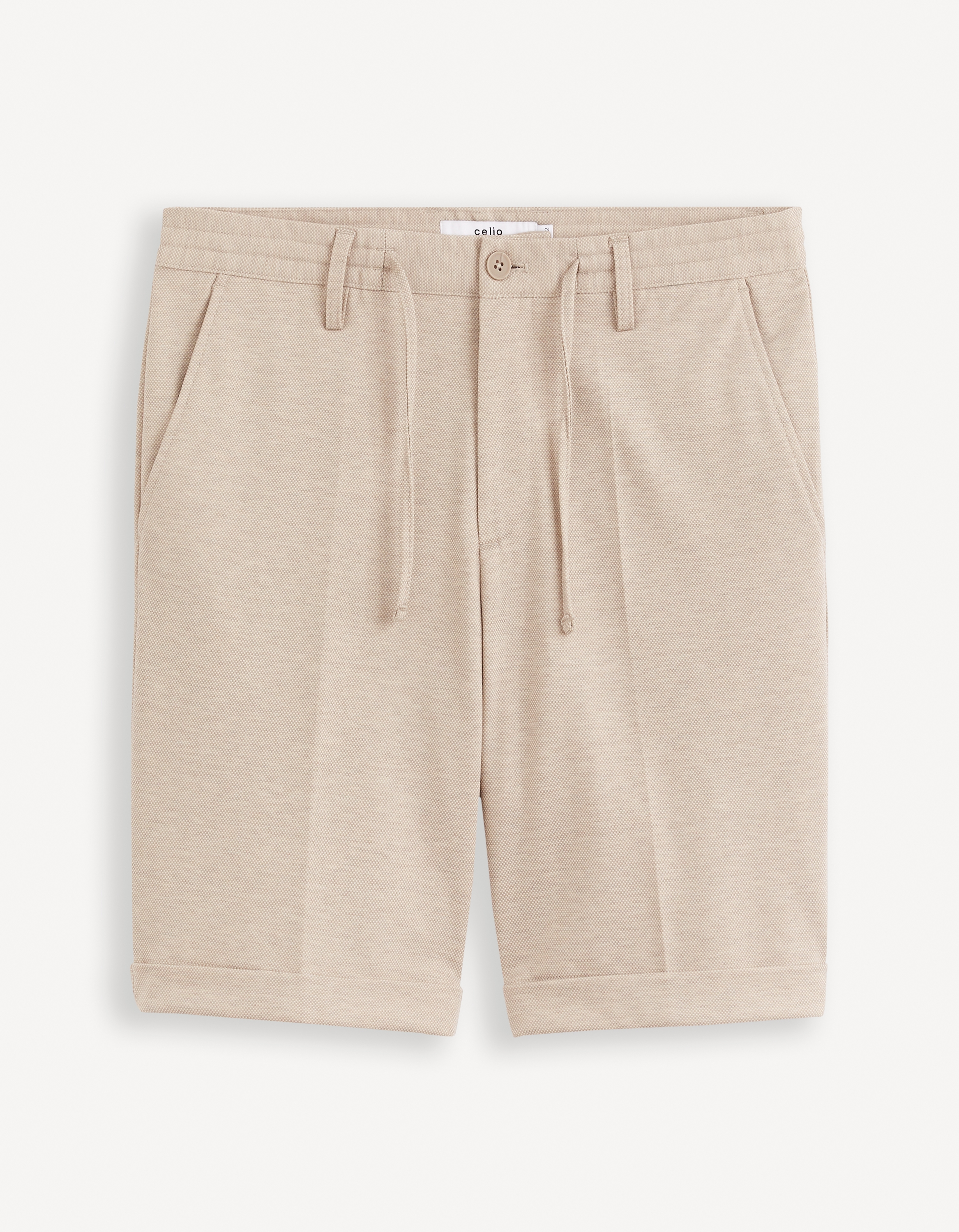 Celio Men Beige Solid Regular Fit Polyester Bermuda Shorts