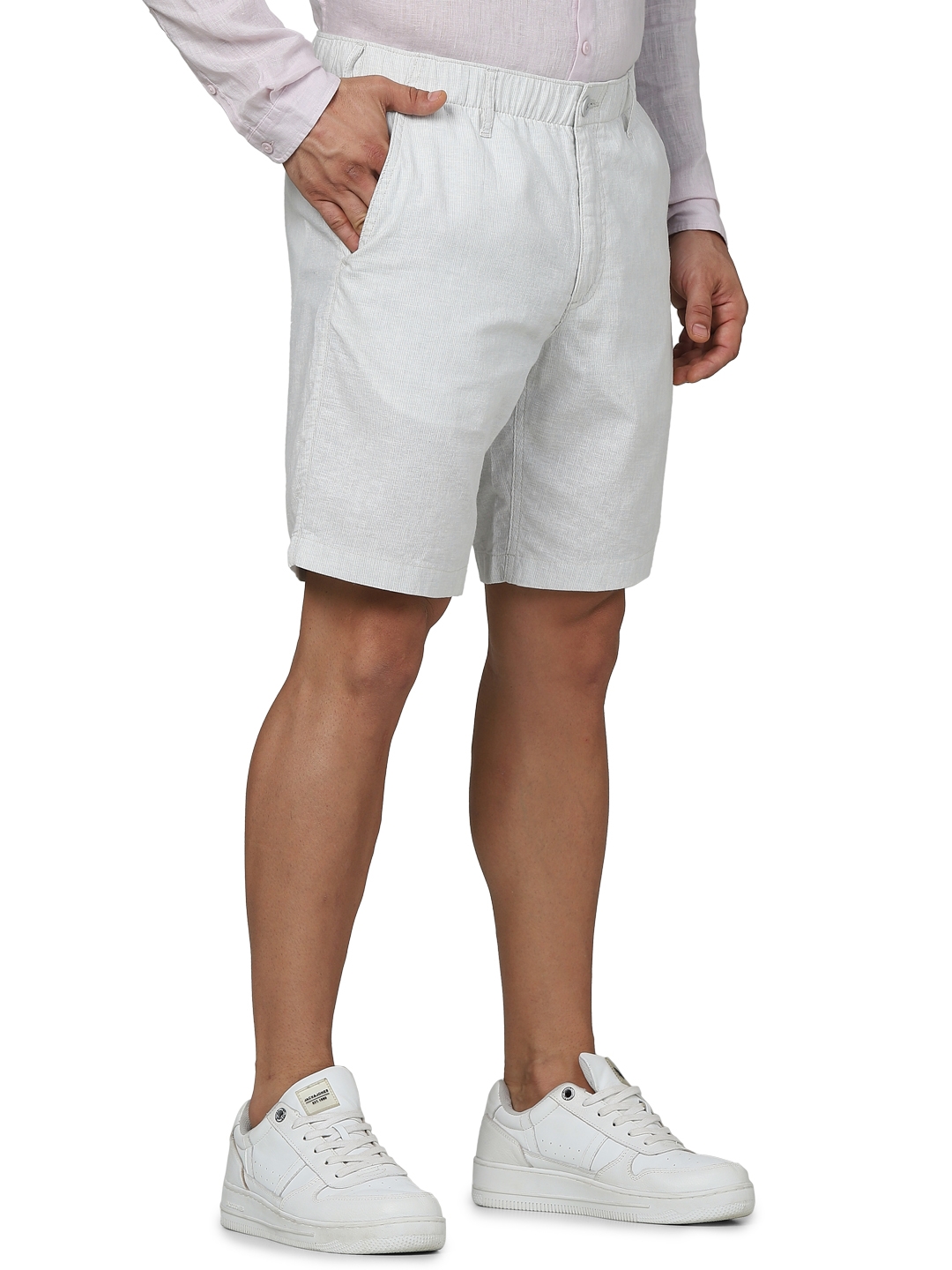 Celio Men Grey Solid Regular Fit Linen Casual Shorts