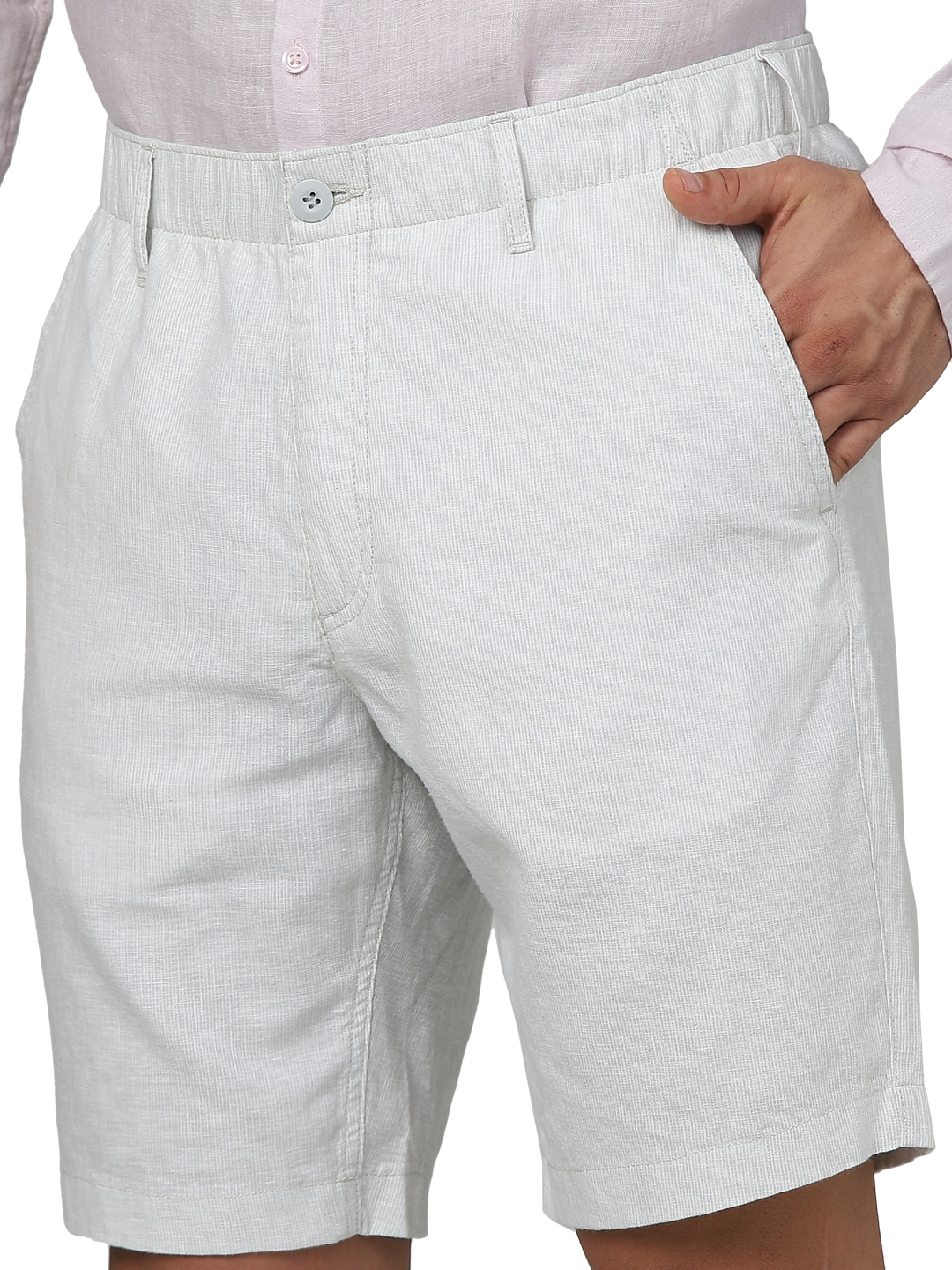 Celio Men Grey Solid Regular Fit Linen Casual Shorts