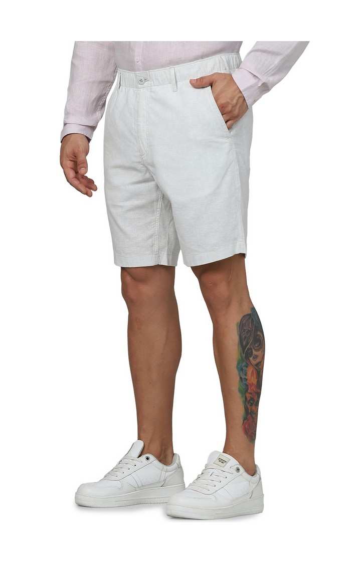 Celio Men Grey Solid Regular Fit Linen Casual Shorts