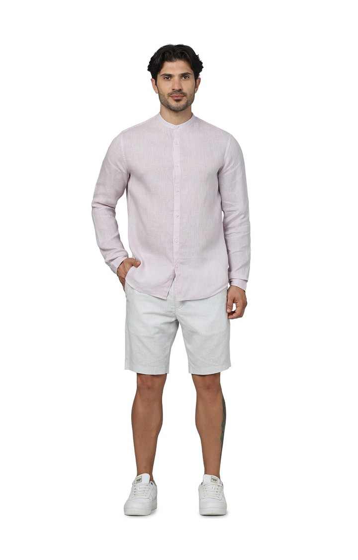 Celio Men Grey Solid Regular Fit Linen Casual Shorts