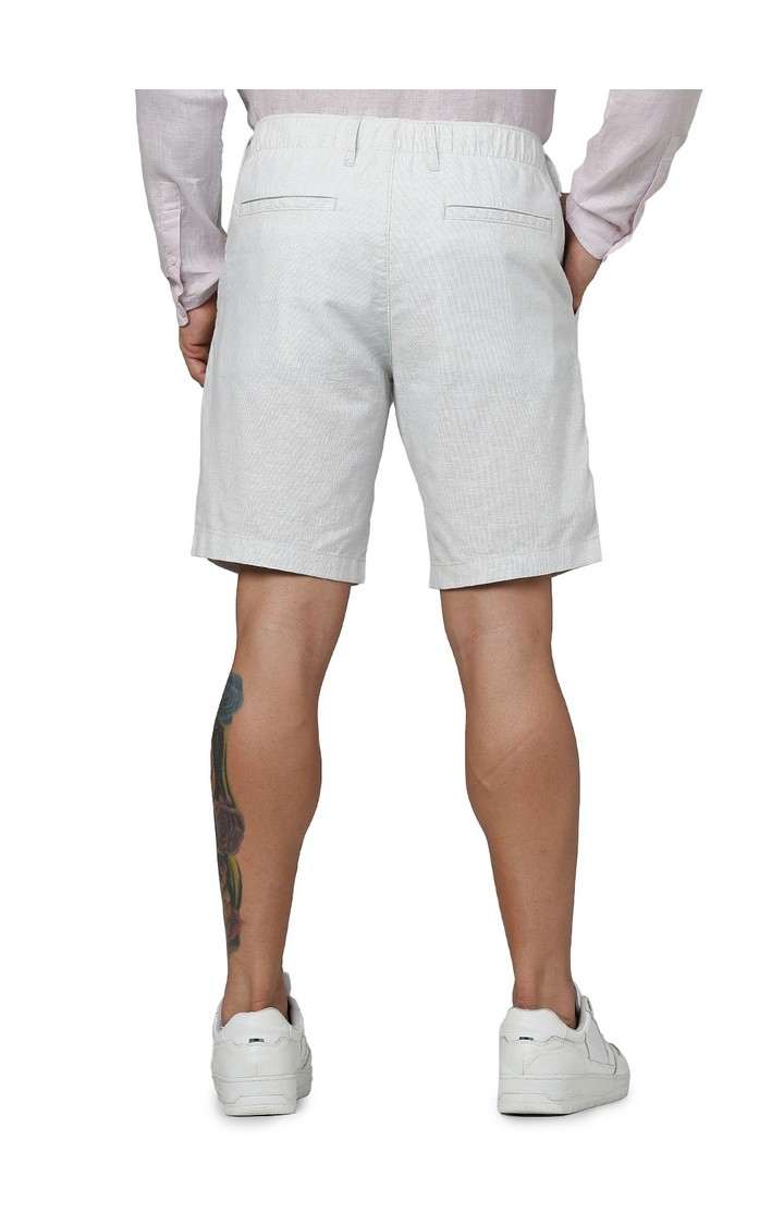 Celio Men Grey Solid Regular Fit Linen Casual Shorts