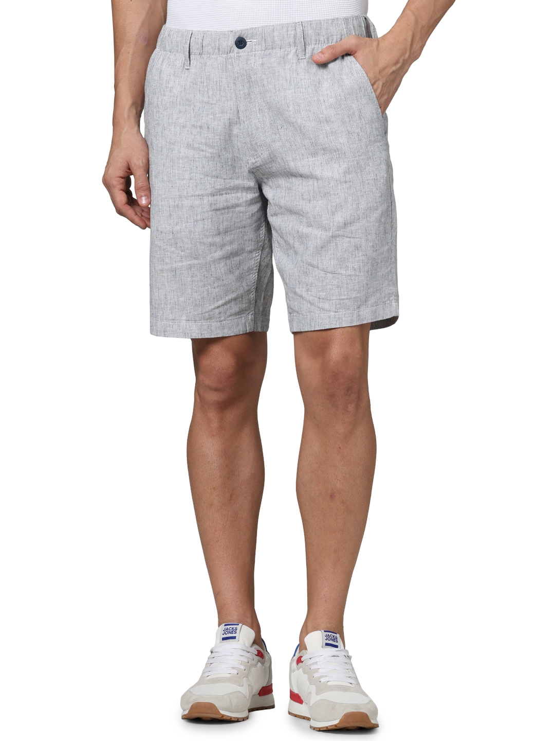 celio | Celio Men Navy Blue Solid Regular Fit Linen Casual Shorts