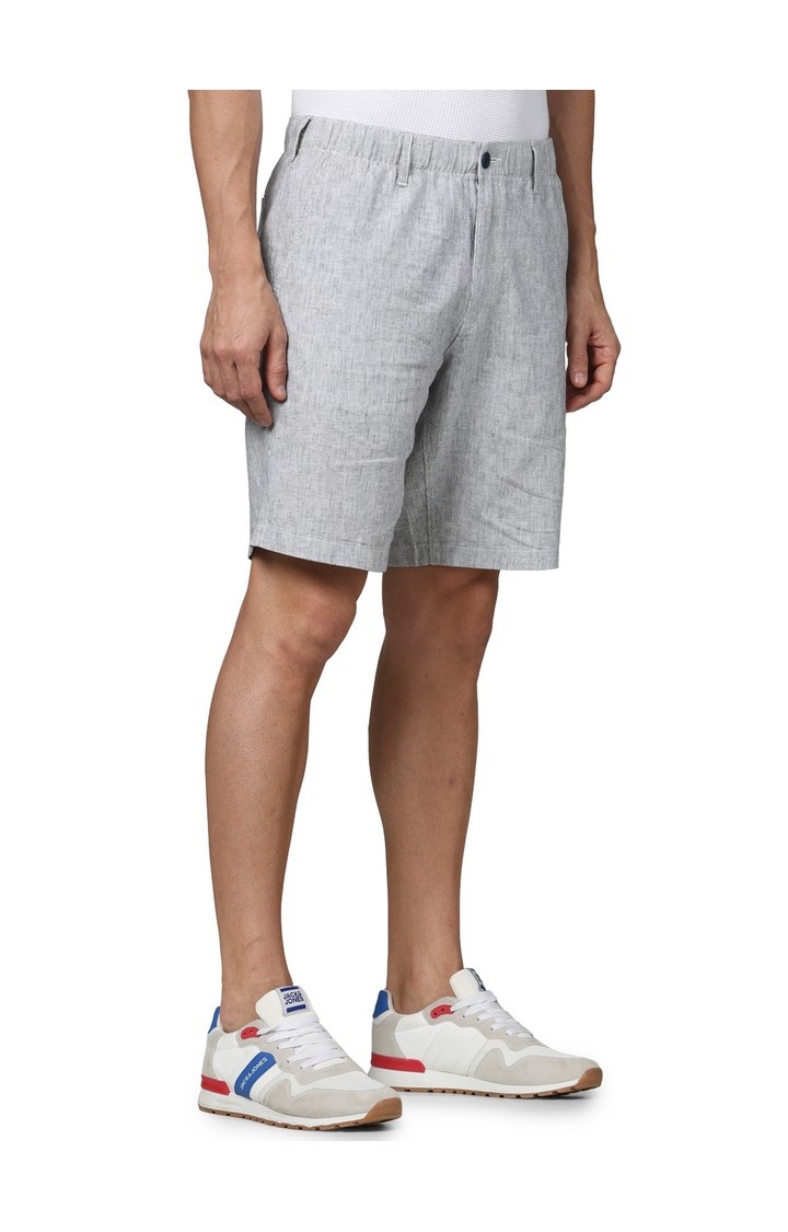 Celio Men Navy Blue Solid Regular Fit Linen Casual Shorts