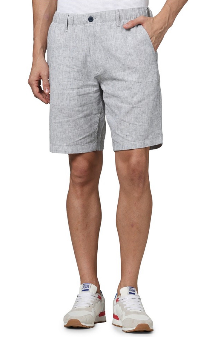 celio | Celio Men Navy Blue Solid Regular Fit Linen Casual Shorts