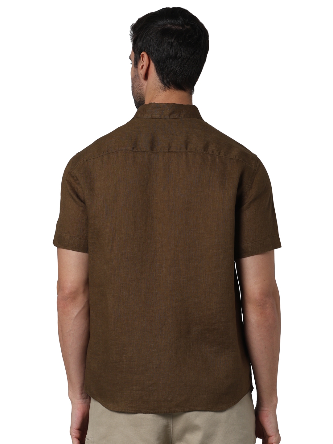Celio Men Brown Solid Regular Fit Linen Casual Shirt