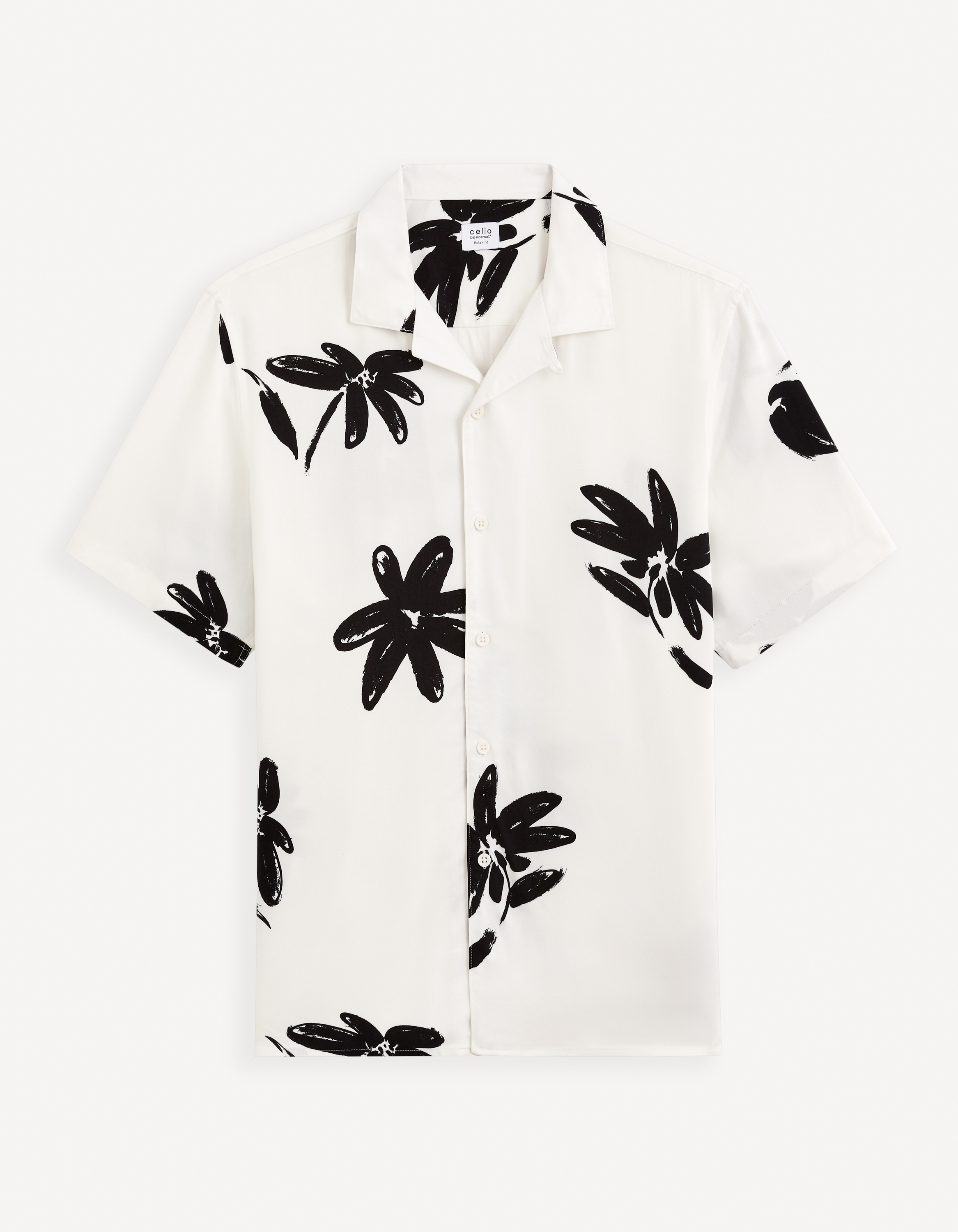 Celio Men White Printed Regular Fit Viscose Rayon Soft Touch Shirt