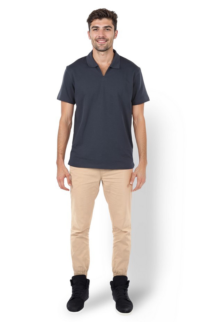 celio | Celio Men Navy Blue Solid Regular Fit Cotton Casual Tshirts