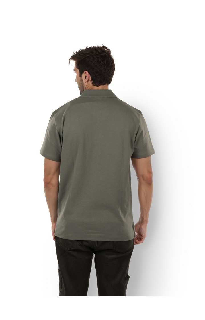 Celio Men Grey Solid Regular Fit Cotton Casual Tshirts