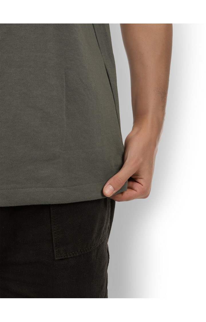 Celio Men Grey Solid Regular Fit Cotton Casual Tshirts