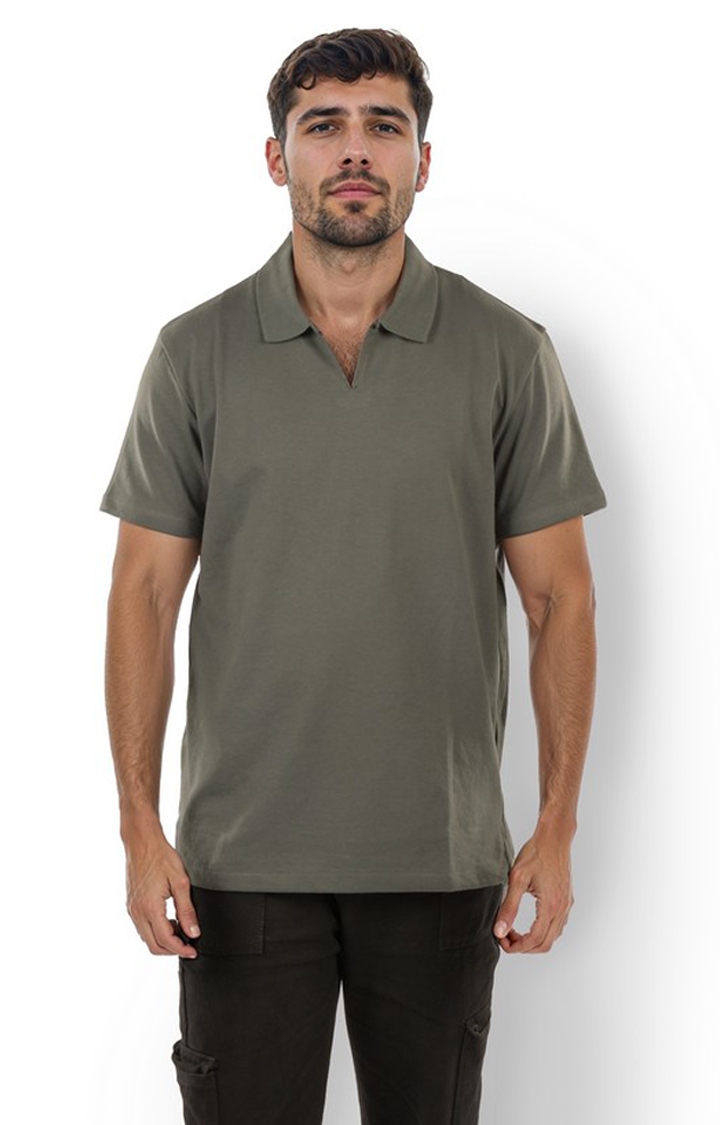 celio | Celio Men Grey Solid Regular Fit Cotton Casual Tshirts