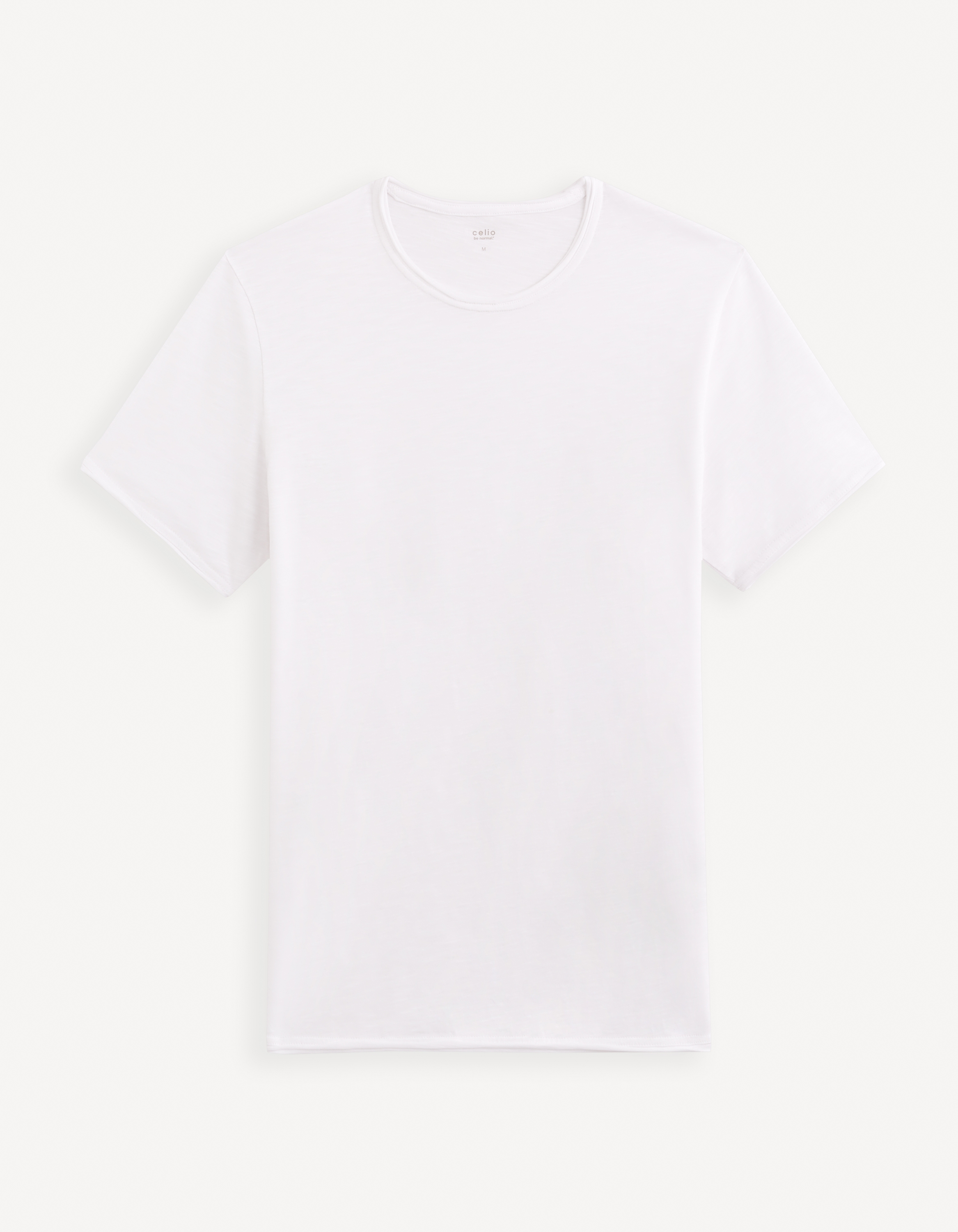 Celio Men White Solid Regular Fit BLENDED Short Sleeves Tshirt