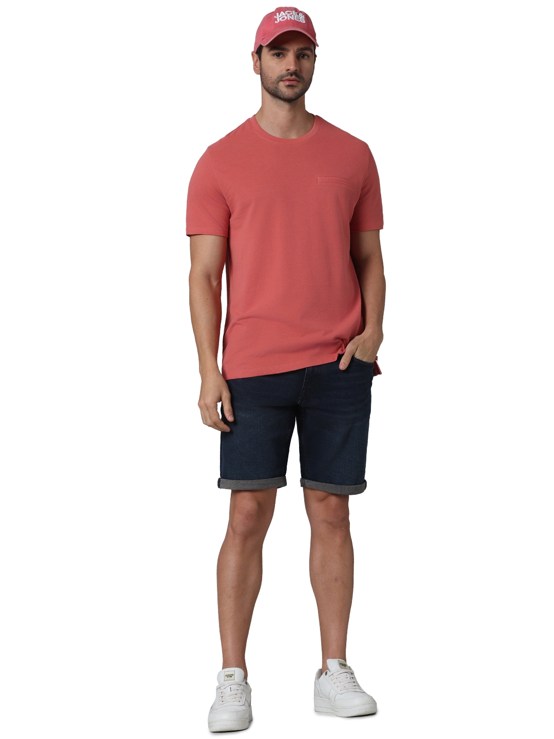 Celio Men Pink Solid Regular Fit Cotton Fashion Tshirt